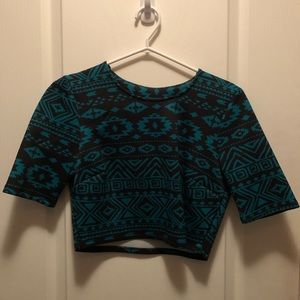 Blue and black crop top